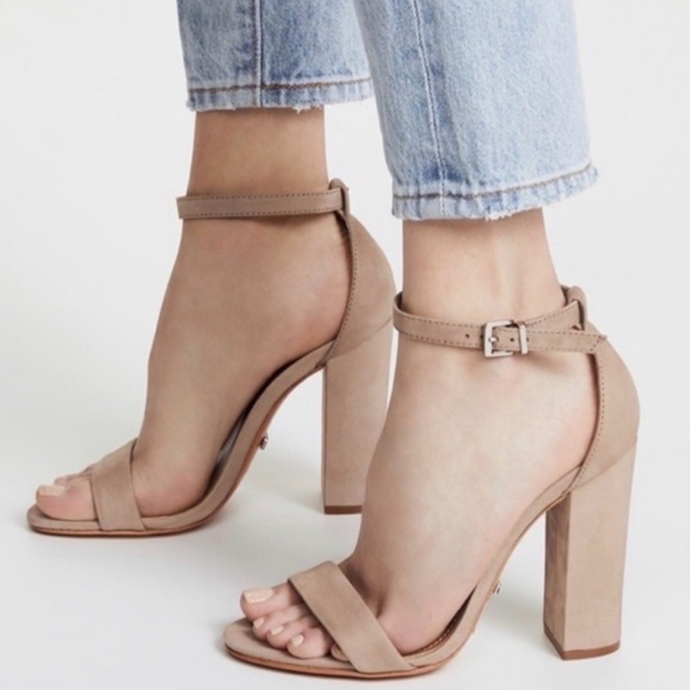 SCHUTZ Enida Sandals in Neutral, Beige Block Heel Sandals, Size 7